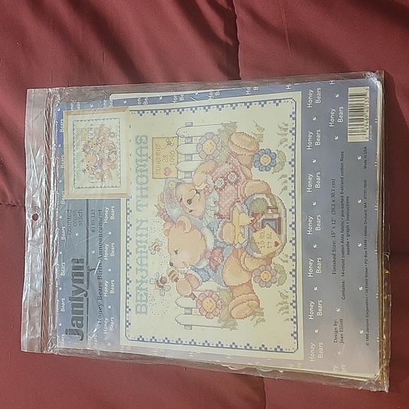Janlynn Cross Stitch Kit Honey Bears Birth Anouncement, 15" X 12", #140-133 - Picture 1 of 5